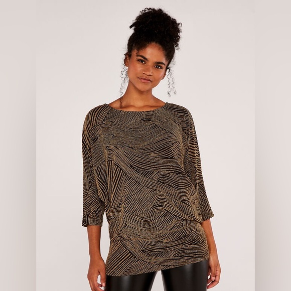APRICOT Tops - Apricot UK Beautiful Metallic Dolman Sleeve Top
